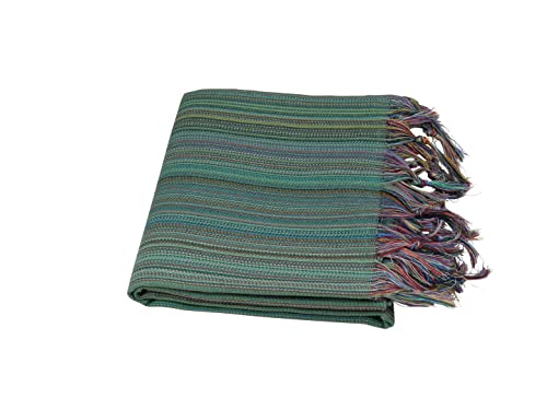 Strandtuch bunt mit Fransen, Hamamtuch Baumwolle, Saunatuch Pestemal, 100x160 cm pflegeleicht, saugstark und kompakt, für Sauna, Strand, Wellness, Spa, Hamam (tannengrün) Cover