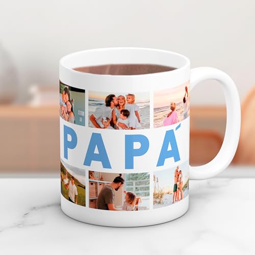 Cristal Plaque - Taza Cerámica Personalizada con 6 Fotos y Texto “Papá” | Acabado Premium, Asa Ergonómica | Regalo Día del Padre, Cumpleaños y Aniversario Cristal Plaque - Taza Cerámica Personalizada con 6 Fotos y Texto “Papá” | Acabado Premium, Asa Ergonómica | Regalo Día del Padre, Cumpleaños y Aniversario