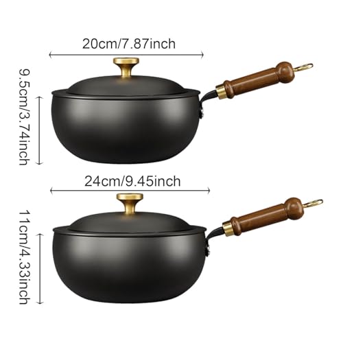 Wok de Hierro con Mango de Madera y Tapa, 20 cm miniatura 2