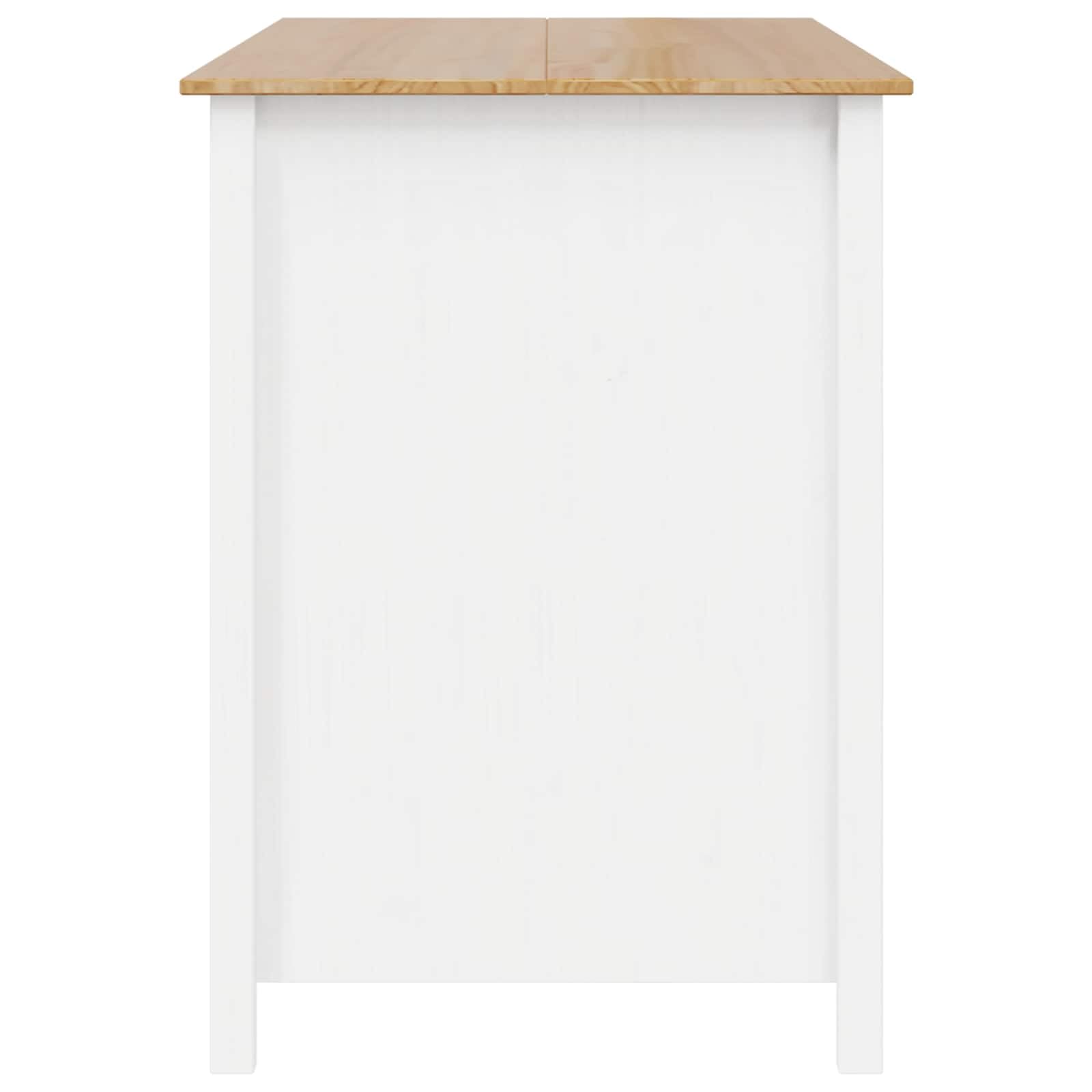 Îlot de cuisine Hill, blanc, 112 x 66 x 90 cm, en pin massif, pour un travail de cuisine fonctionnel, des surfaces de cuisson créatives et un design élégant de salle à manger, idéal pour