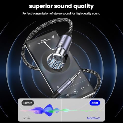 MOSWAG XLR (Female) auf klinke 3,5mm Mikrofonkabel, 3.5mm TRS zu XLR weibliches 3 Pin Mikrofonkabel kompatibel mit Lautsprecher, Mikrofon (1M)