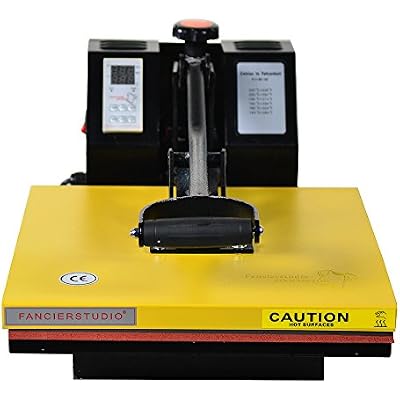 Fancierstudio Power Heat Press 15-by-15-Inch Digital Sublimation Heat Press, Black and Yellow