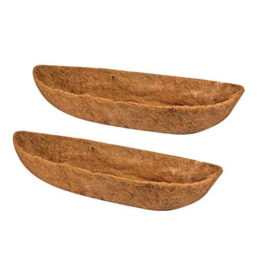 2 Pack 24/30/36/48 inch Planters Basket Liners Trough Coconut Liner Fiber Replacement Window Basket Liners for Plant Hanging Basket Window Box Fence Flower Baskets Hanging Trough Planter-24 INCH