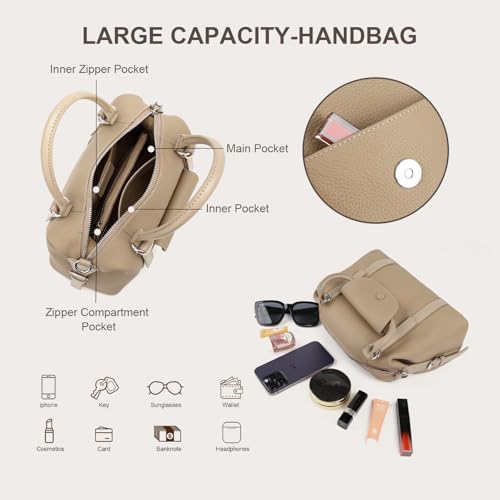Handbags for Women, Genuine Leather Crossbody Bag Top Handle Bag with Adjustable Detachable Strap3