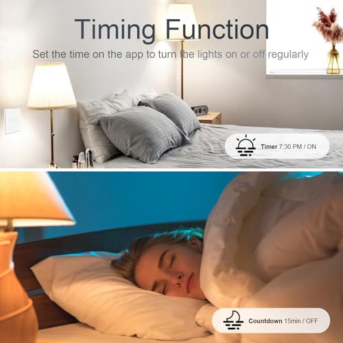 Smart Touch Light Switch 3 Gang 1 Way, WiFi Wall Light Switch Works with Alexa Google Home Tuya Smart Life App Voice Control, Glass Panel with LED Backlight - Image 4