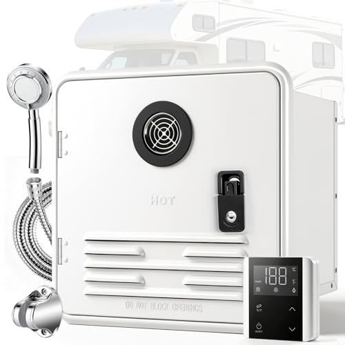RV Tankless Water Heater Silvbott 65000 BTU Propane Gas On Demand 12V RV Instant Hot Water Heater with Remote 15x15 Door White High Altitude Compatible CSA Certified for Most RV Camper Trailer