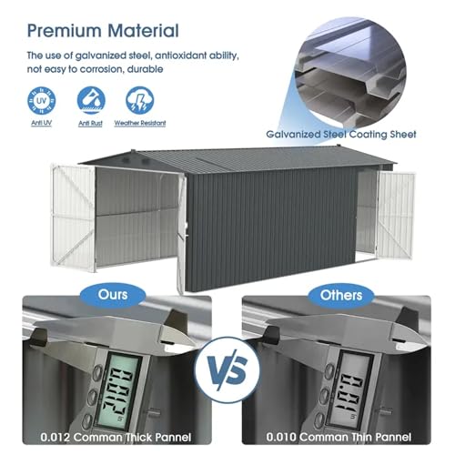 10×20-Garage-Shed-Metal-Building-with-2-Lockable-Doors-and-4-Air-Vents-Large-Sheds-Outdoor-Storage-Clearance-Prefab-Metal-Garage-Building-for-Car-Truck-Tool-Lawnmower-Dark-Gray 10×20 Garage Shed Metal Building with 2 Lockable Doors and 4 Air Vents Large Sheds Outdoor Storage Clearance Prefab Metal Garage Building for Car Truck Tool Lawnmower Dark Gray