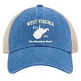 Paunook West Virginia Mountain State Running Hats for Women - Lake Blue Hats for Women - Gifts for Girlfriends