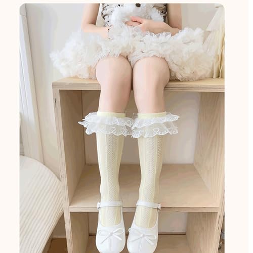 Sock,Loose Socks Lace Calf Socks Bowknot High Boot Socks Leg Long Knee Stockings Breathable Children Socks3