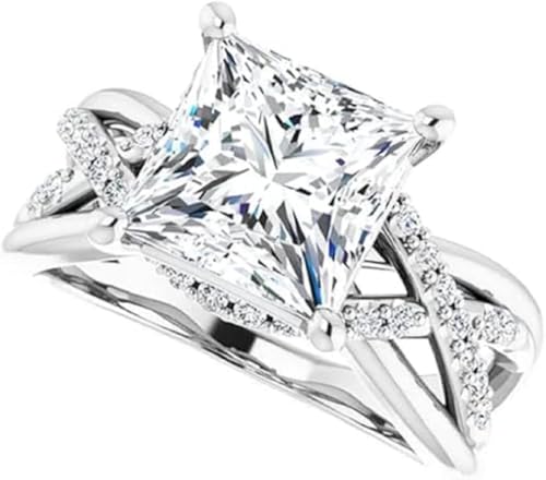 Princess Cut Moissanite Engagement Ring, 1CT-5CT, Vintage Halo Style 10k 14k 18k Gold & 925 Sterling Silver Anniversary Propose Gift For Women