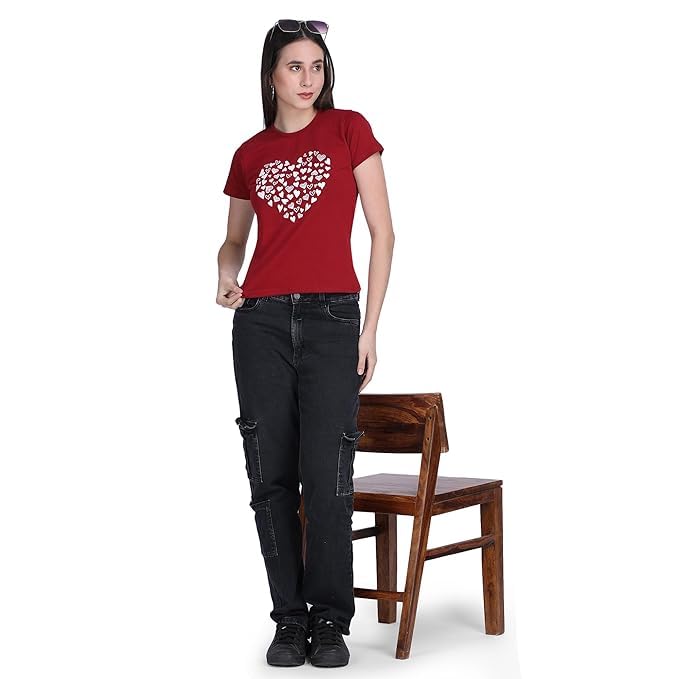 Image of Women Cotton Printed T-Shirt Combo Pack of 2 | Regular Fit Half Sleeve Round Neck Graphic Tees for Girls & Ladies | Women's Western Tops | Cute Trendy Print Summer Fashion T-Shirts