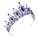 Hemobllo Hochzeitsstirnband mit Strasssteinen Blauer Kristall Haarreif für Braut Fest Sitzende Tiara für Hochzeit Geburtstag und Festliche Anlässe