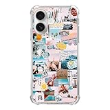 Wizeyake Summer Beach God Collage Phone Case Compatible with iPhone 16, Beach Shell Sunset Surfing Teen Cool Girl Woman Boy Silicone Shockproof TPU Bumper Case for iPhone 16