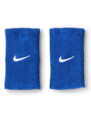 Nike Swoosh Classic Reversible Doublewide Wristbands 2er Pack Schweißbänder Tennis Fitness Running Handgelenkbänder wendbar, Game Royal/White/Game Royal, One Size