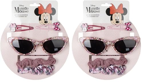 Set de beauté pour enfants Minnie Mouse - Rose - Set complet - comprend des lunettes de soleil, 2 épingles à cheveux et 2 pinces à cheveux - Produit...