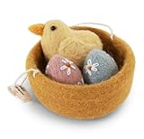 Gry & Sif Handgemacht & Fairtrade-Zertifiziert Stilvolles dänisches Design x Nepali Kunsthandwerker | Nest mit Eiern & Küken | Oster-deko