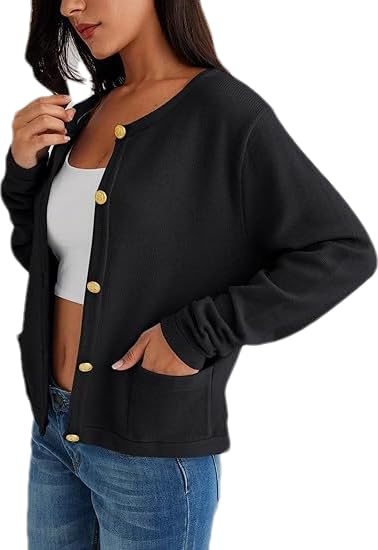 トップス OUAT 011- BLACK OFFICE CREWNECK CARDIGAN OUAT 011- BLACK OFFICE CREWNECK CARDIGAN