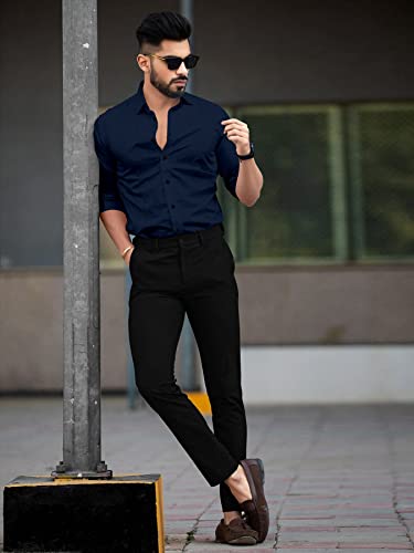 Image of Men's Cotton Solid Full Sleeves Regular Fit Formal Shirt