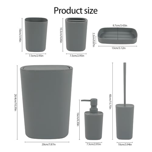 Kit rangement pour salle de bain gain de place : ensemble 6 pièces avec poubelle ergonomique