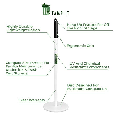 TAMP-IT Mighty Mini Manual Trash Compactor Frees Up Space in Bins, Receptacles, Dumpsters