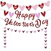 Red Glittery Valentine Party Decor - Banner, Garland, Photo Props & Heart Decorations for Fireplace & Wedding Anniversary Celebrations