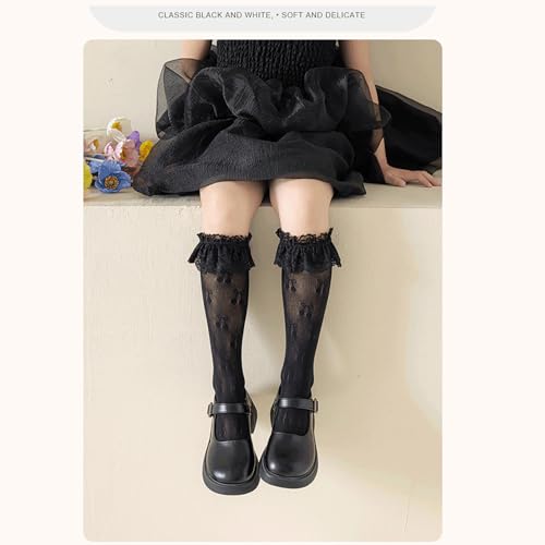 Breathable Lace Trim Fruit Socks For Girl School Kid Kneehigh Stretchy For Outdoor Spring Child Socks4