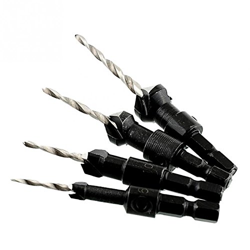Liudan Drill Bit 4pcs Drill Bits Hex Shank Conical Drill Table Sink Holes Hole Carpenter Countersunk Bit Reaming Drill Bit Set