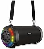 Denver Altavoz Bluetooth portátil BTG-212. USB y AUX. Volumen 8.5W. Batería Recargable 1500mAh. Luces, Negro