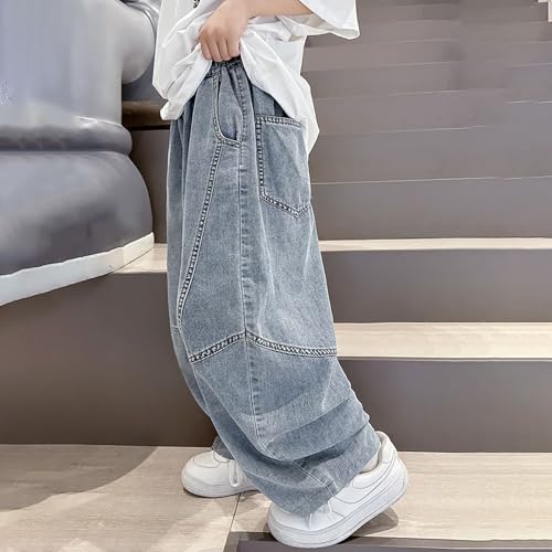 Boys Baggy Jeans 2025 Straight Wide Leg Casual Elastic Waisttd Y2k Stretchy Relaxed Fit Denim Pants with Pockets2
