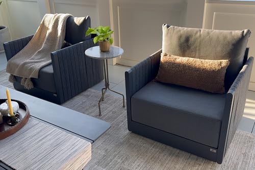 Image of PURPLE LEAF Outdoor Patio Sofa Set 2-Piece Modular Sectional Aluminum Frame with Cushions Manual Weaving Deep Seating Furniture for Porch Lawn Backyard Beige Gray