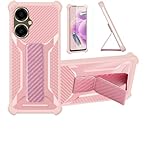 Kinetijy Case Compatible for Mobicel VX21 Phone Case Stand Cover [with 1* Tempered Glass Screen Protector] Hybrid Case [Folding Support Magnetic] [Frosted Anti-Fingerprint] Pink