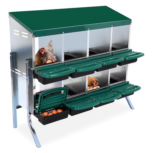 Nesting Boxes for Chickens, Chicken Nesting Box, with Lid Cover to Protect Eggs, 8 Holes with Legs, Green