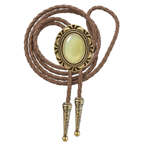 Image of GelConnie Native American Bolo Tie Rodeo Cowboy Leather Necktie Western Necklace Costume Accessories for Men,Women