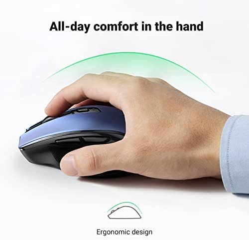 UGREEN Laptop Wireless Mouse Ergonomic Silent Click USB Mouse,Precise Tracking Computer Mice,Responsive without Delay,18-Month Battery Life,4000 DPI,Compatible with PC MacBook Chromebook(Blue)