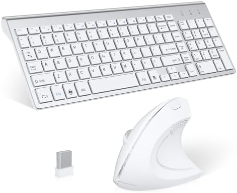 Conjunto de mouse e teclado ergonômico vertical sem fio de 2,4 GH...