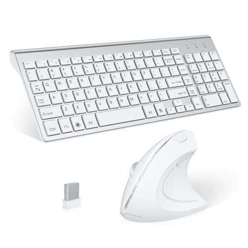 2.4GHz Wireless Vertical Ergonomic Mouse and Keyboard Combo Ultra-Thin Portable Size for PC Desktop