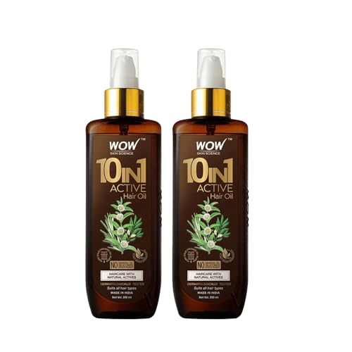 Image of WOW Skin Science 10 in 1 Active Hair Oil|Cold Pressed|No Mineral Oil, Silicones & Synthetic Fragrance|200 ML|Pack of 2