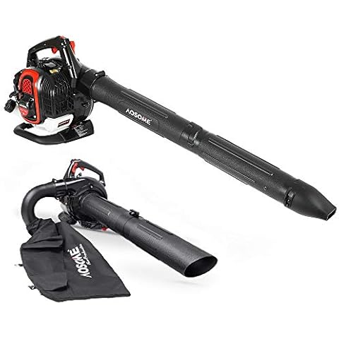 AOSOME BV3405 3 in 1 Leaf Blower - 25.4cc Garden Vacuum & Mulcher Shredder - with Harness Strap, 60L Collection Bag, 12:1 Shreddering Ratio, 2-Stroke Petrol Engine, Lightweight Cover