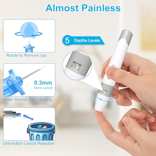 Image of Blood Glucose Monitor Kit, Blood Sugar Testing kit with 50 Blood Sugar Test Strips, 50 Painless 33G Lancets, 1 Blood Glucose Meter, 1 Lancing Device, Medical Accuracy, 5-Second Results, No Coding & Auto Eject, Glucometer Kit for Diabetes Testing for Home /Travel Use