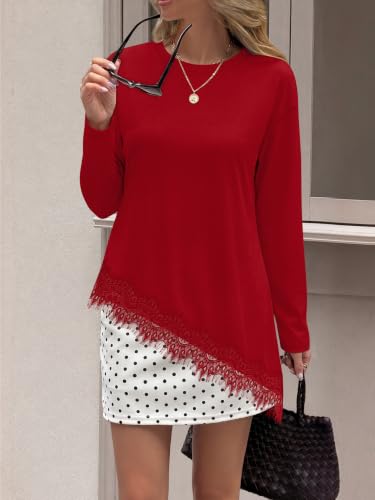 WIHOLL Fall Fashion Clothing Red Christmas Shirts for Women Long Sleeve Top - image 2