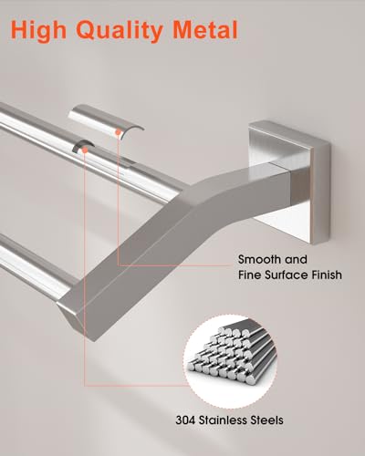 Porte-serviettes double barre contre la rouille support mural solide SUS304 61cm - 8