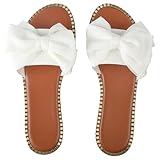 Women's Bow Flat Casual Sandals Summer Comfortable Non-slip Slides Slip On Open Toe Sandals Indoor Outdoor Slippers Shoes