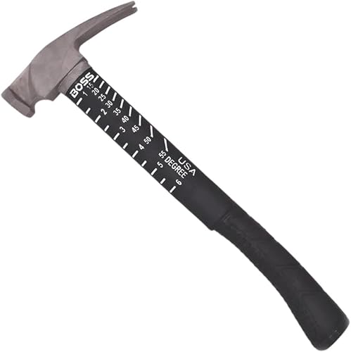 Boss Hammer Martillo de titanio Ti64 de grado de construcción de 12 onzas con mango de fibra de vidrio resistente que absorbe los golpes, agarre