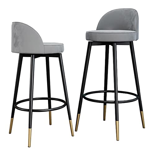 Juego de 2 taburetes de altura de mostrador, taburetes giratorios con respaldo, tapizados de terciopelo, marco de metal resistente para cocina y comedor