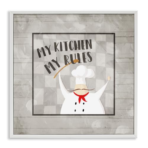 Kitchen Rules Chef Humor Typography, 12 x 12 Inch Framed Giclée Print