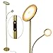 Produktbild Osasy Stehleuchte 2 LEDs Dimmbar|Gold Stehlampe Deckenfluter 20W 1800LM mit flexibler 4W 280LM Leselampe | Modern,Standleuchten mit fernbedienung mit Farbtemperatur für Wohnzimmer, Büro, Hotel