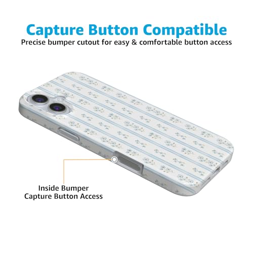 Casely iPhone 16 Case | Cottage Stripe | Blue Floral | Compatible with MagSafe | Classic Ultra Thin Design by Casely - Used condition - Image 4