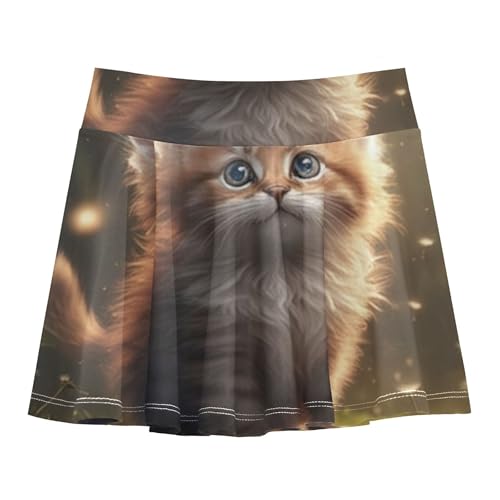 Digital Cat Painting Kitten Girls Skorts Athletic Shorts Tennis Skirts Kids Preppy Little Girl 3t