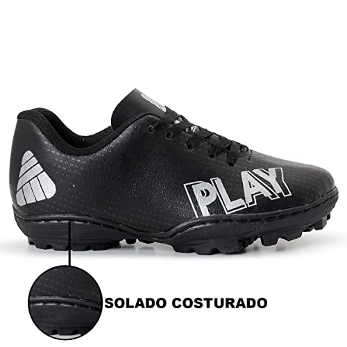 Chuteira Infantil Society Masculina Play Profissional (Azul-Preto, BR, Criança de 9 a 12 anos, Numér