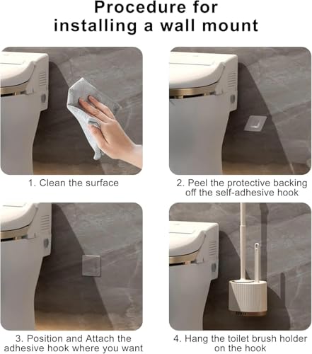 Image of VEZPAX Wall Mounted Silicone Toilet Brush | Soft Bristle Bathroom Cleaning Brush with Holder | Modern Japanese Design | Quick-Drying & Hygienic (2 in 1)